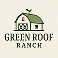 Green Roof Ranch logo: green barn with sprout