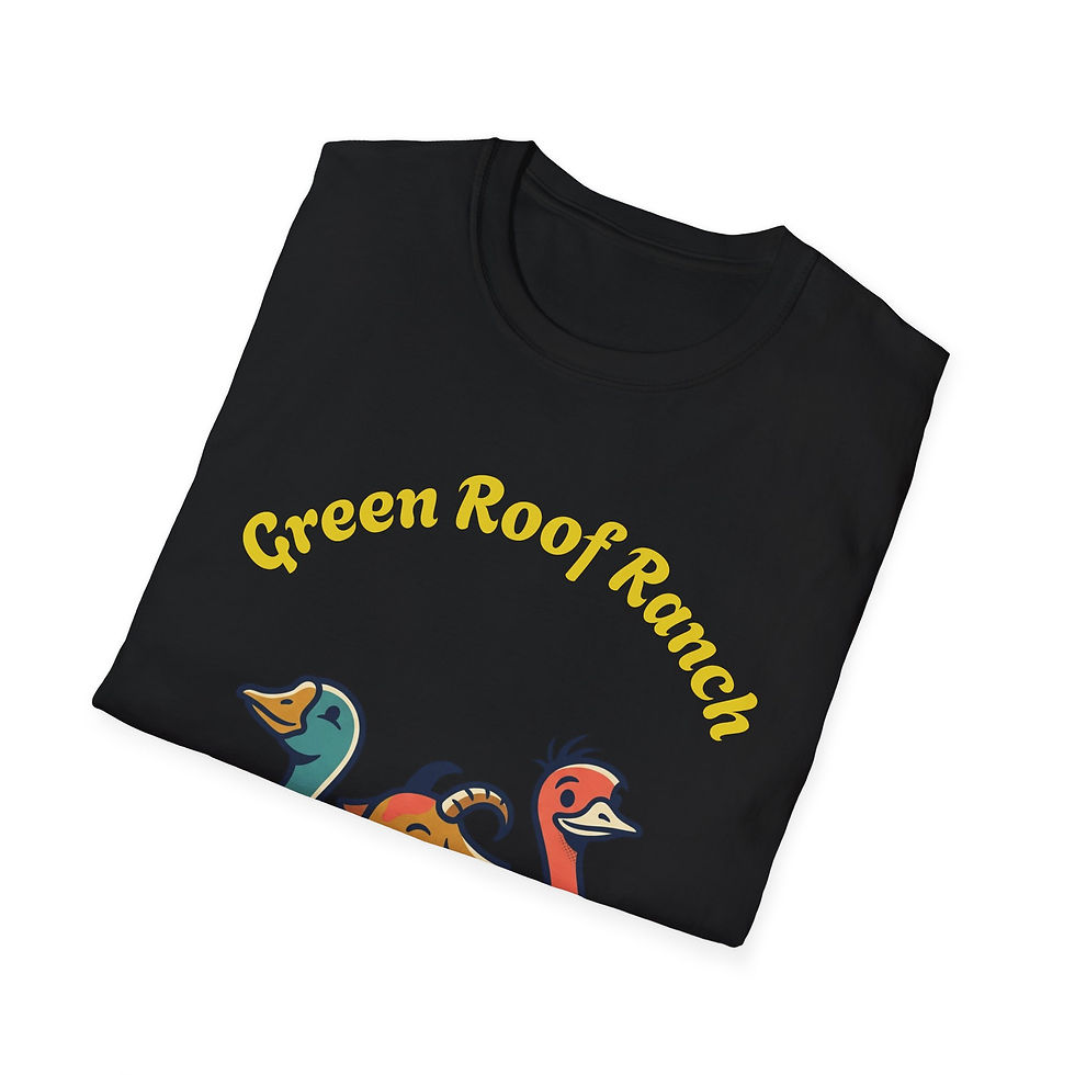 Thumbnail: Black t-shirt with Green Roof Ranch text and ducks