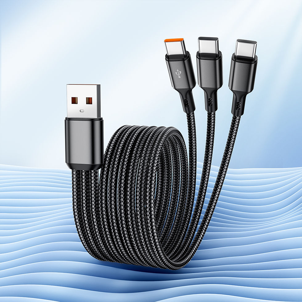 Thumbnail: 3 in1 USB to 3×Type - C Cable 100W 6A fast charge for Samsung S24 Xiaomi Huawei