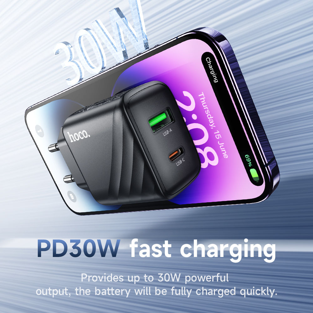 CS23A 30W GaN Charger PD 3.0 QC4.0 USB C Charger For iPhone 17 16 15 Pro Samsung