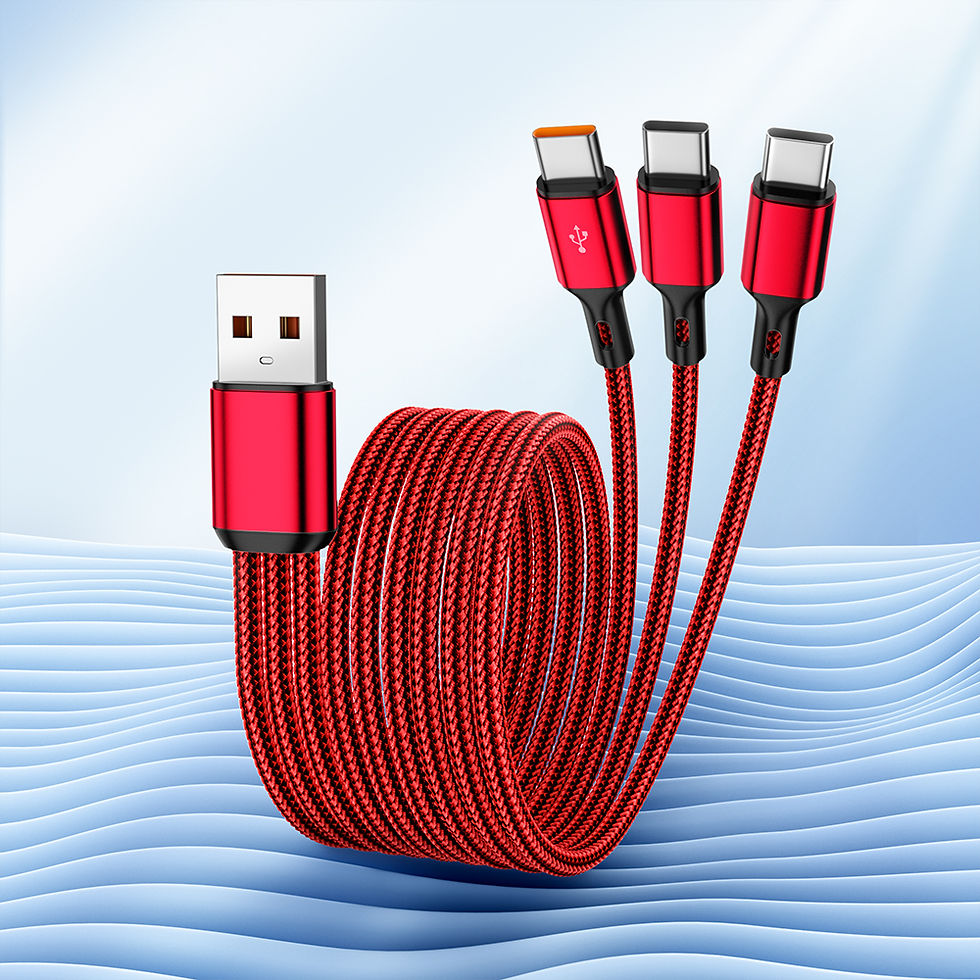 Miniatura: 3 in1 USB to 3×Type - C Cable 100W 6A fast charge for Samsung S24 Xiaomi Huawei