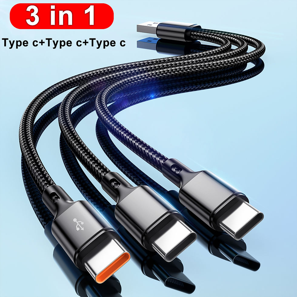 Miniature : 3-in-1 USB to 3x USB-C (Type-C) Cable 100W 6A – Fast Charging and Data (Compatib
