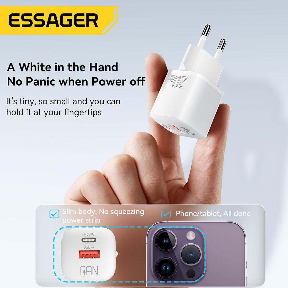 Miniatura: Essager 20W GaN USB Type C Charger PD Fast Charge Phone QC 3.0 Quick Chargers Fo