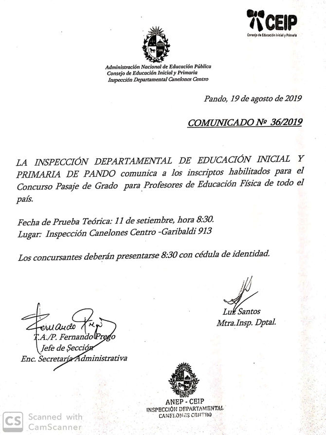 Concurso Pasaje de grado para Profesores de Educación Física de todo el país.
