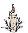 Small sticker of a lit candle.