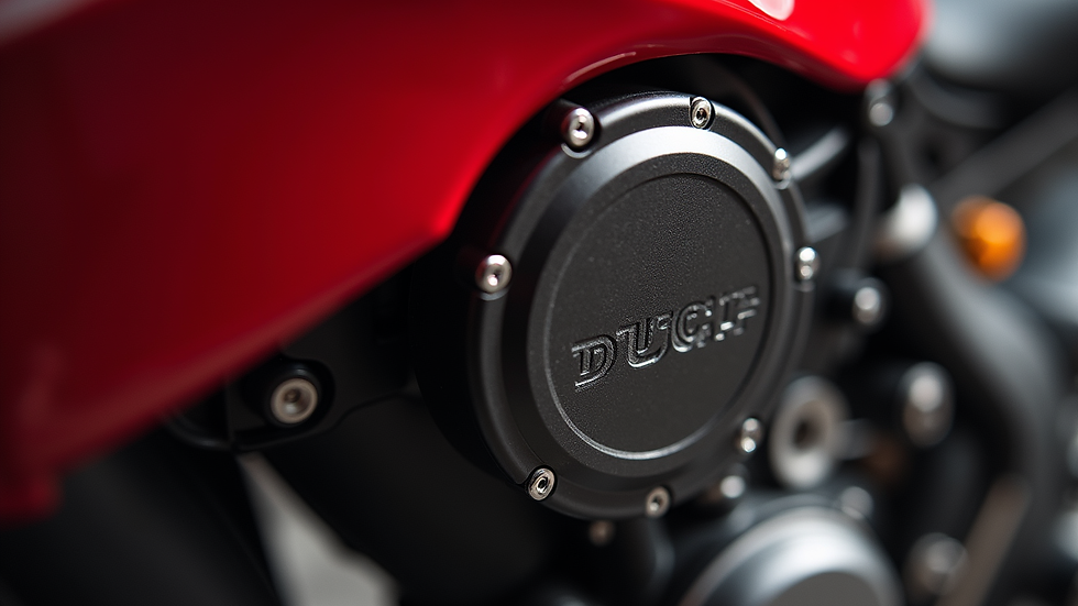 Close-up view of a Ducati Panigale V4 engine