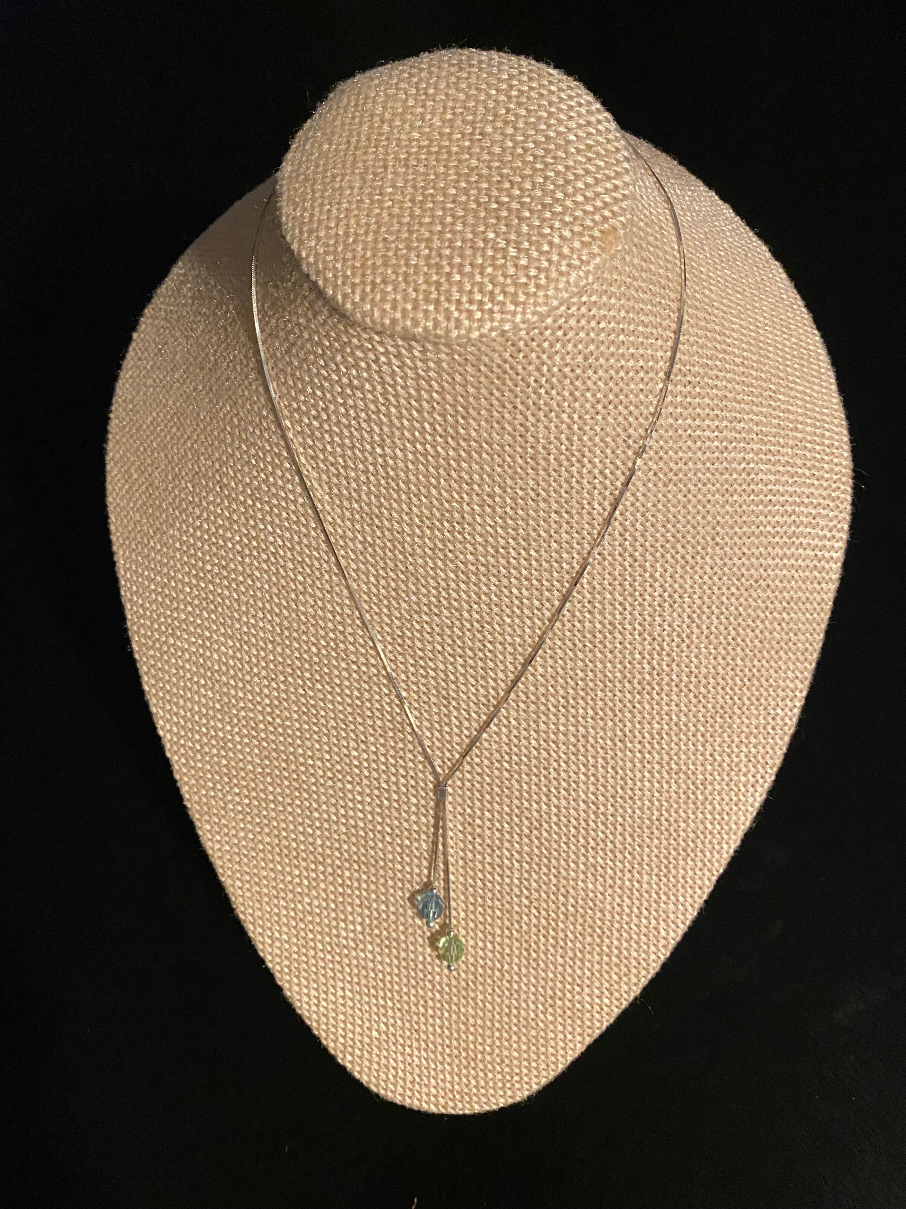 Silver 9.25 Petit Necklace with Crystals.