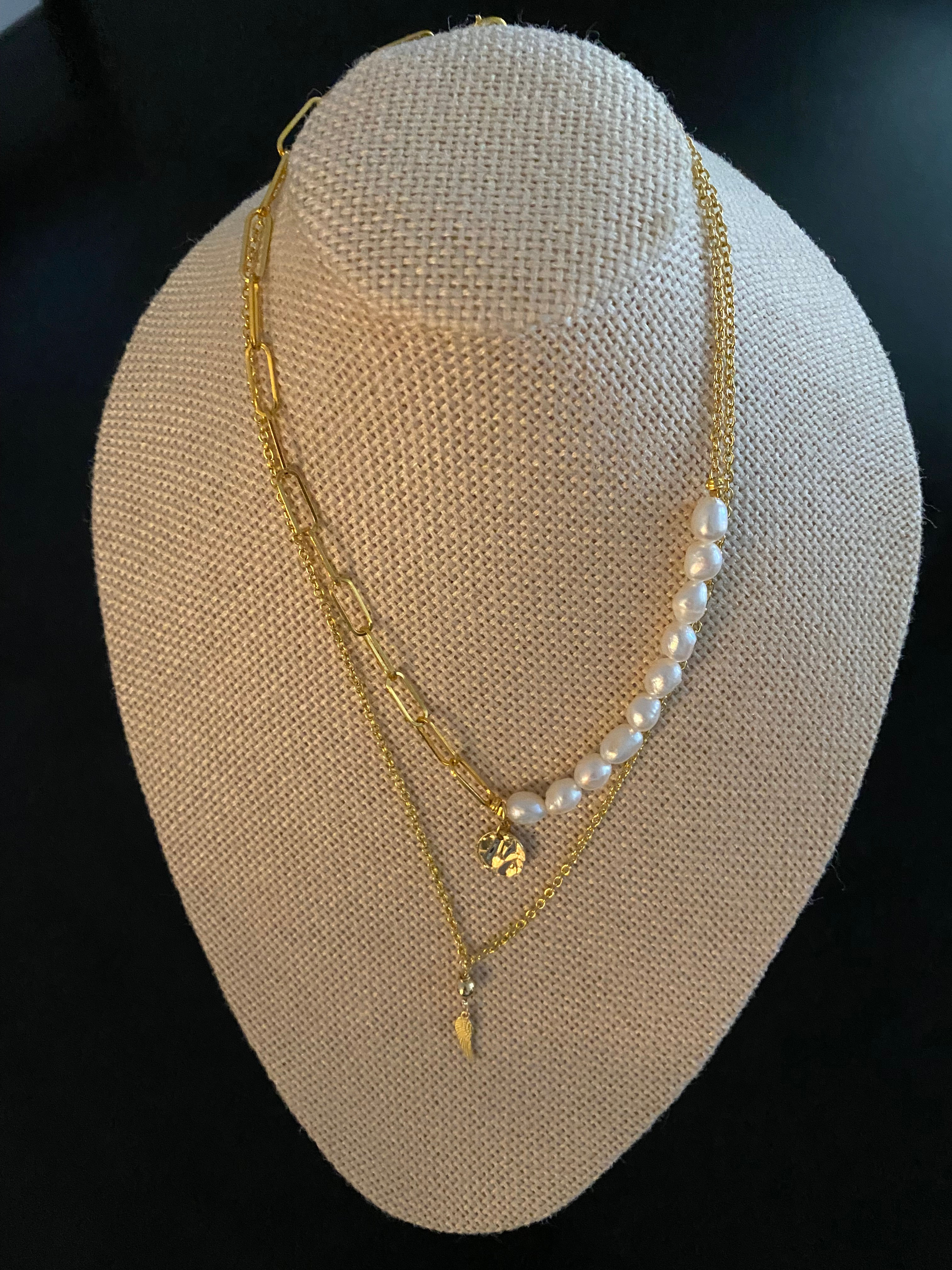 18k Gold plated Clip Chain Necklace Set