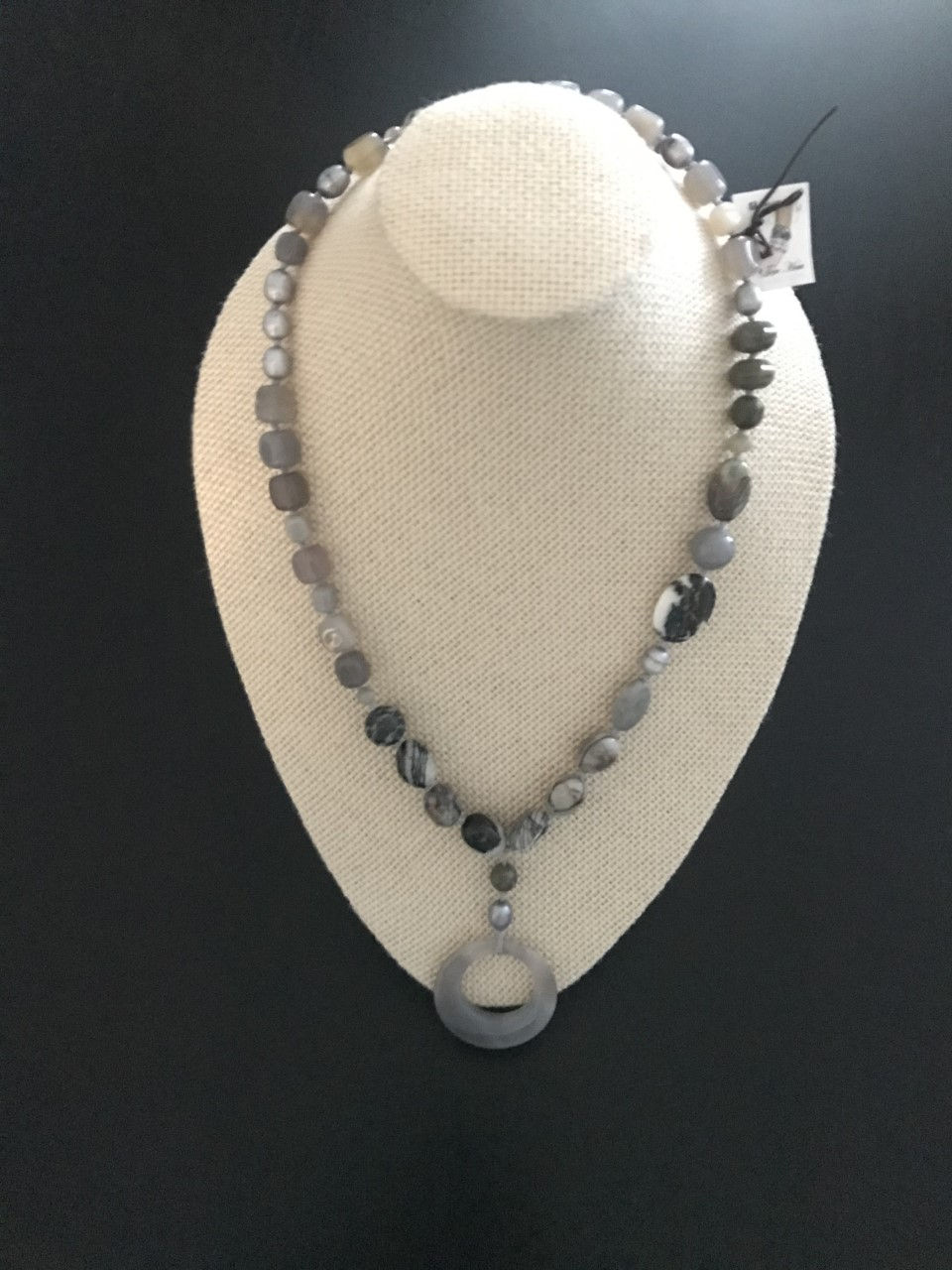 Beautiful necklace with Quarttz and Jasper and Smokie Quartz stone pendant
