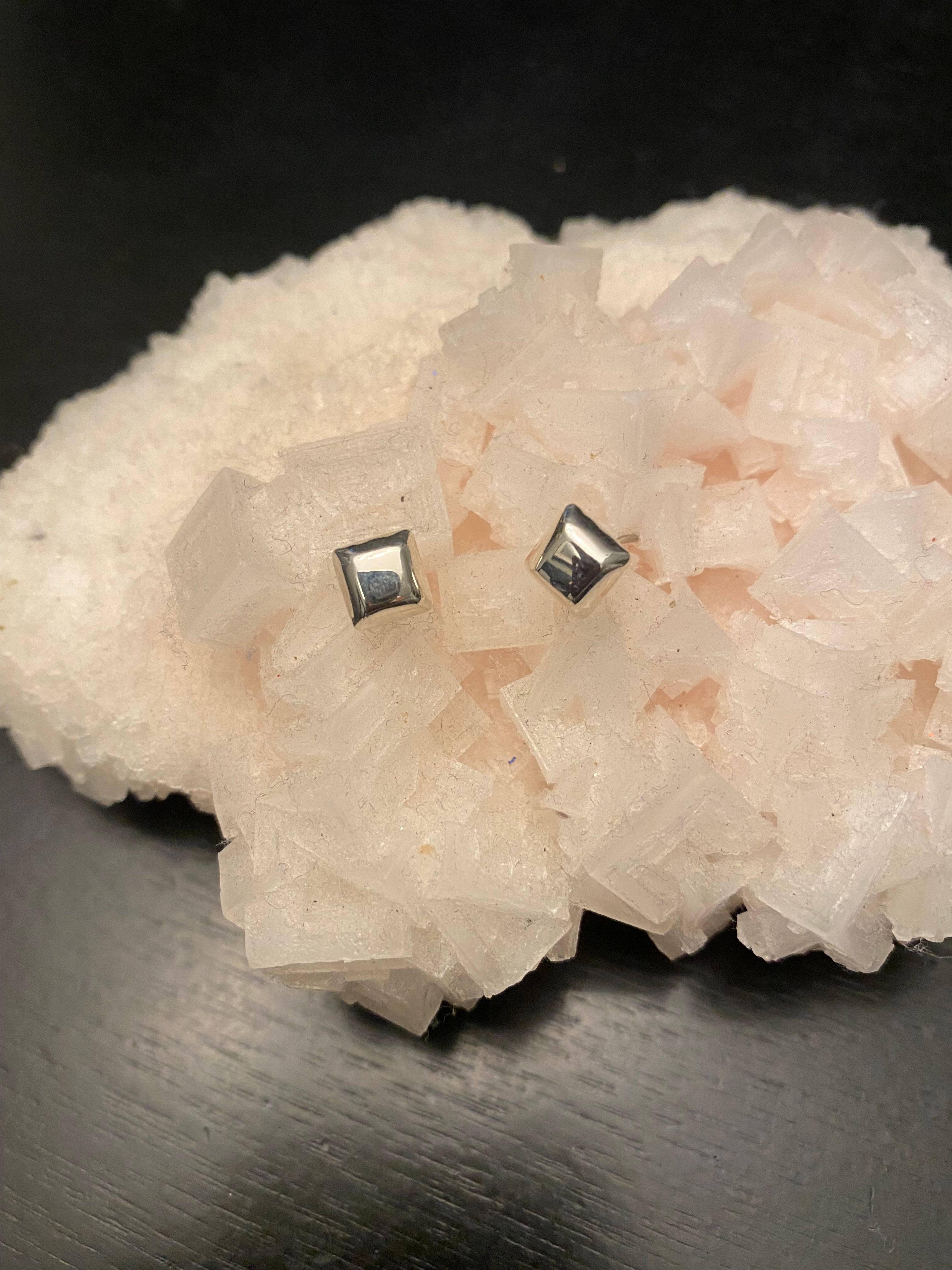 Small 9.25 Silver Square Earrings.