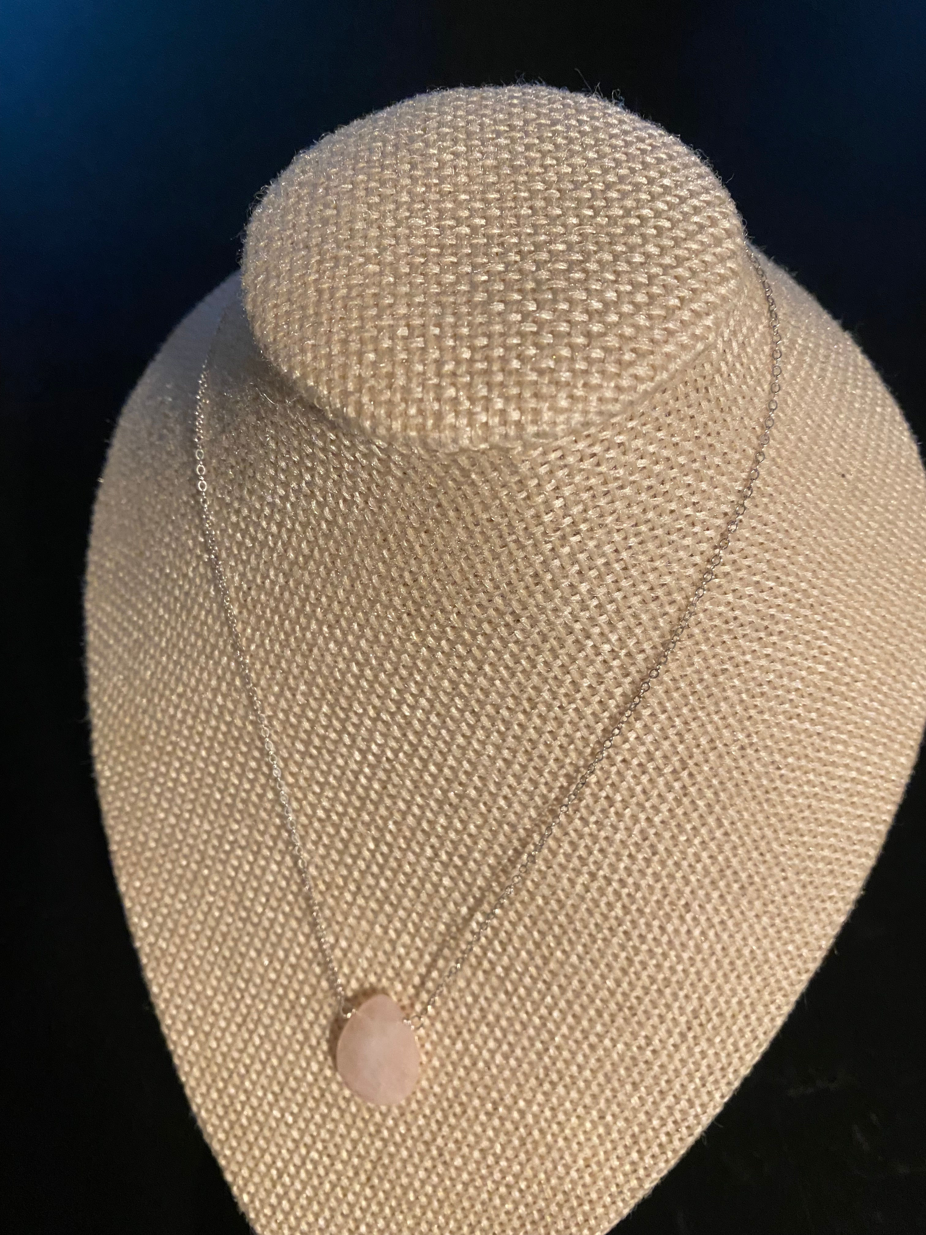 Silver 9.25 Petit Necklace with Rose Quartz pendant.