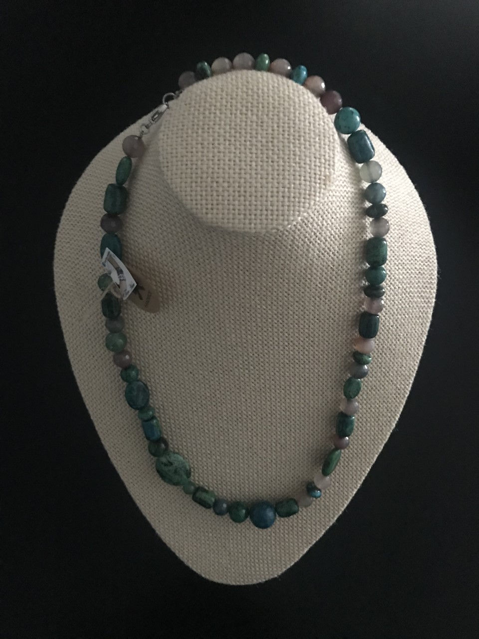 Great design in green one strand with Turquoize, Amethyst, and Jasper