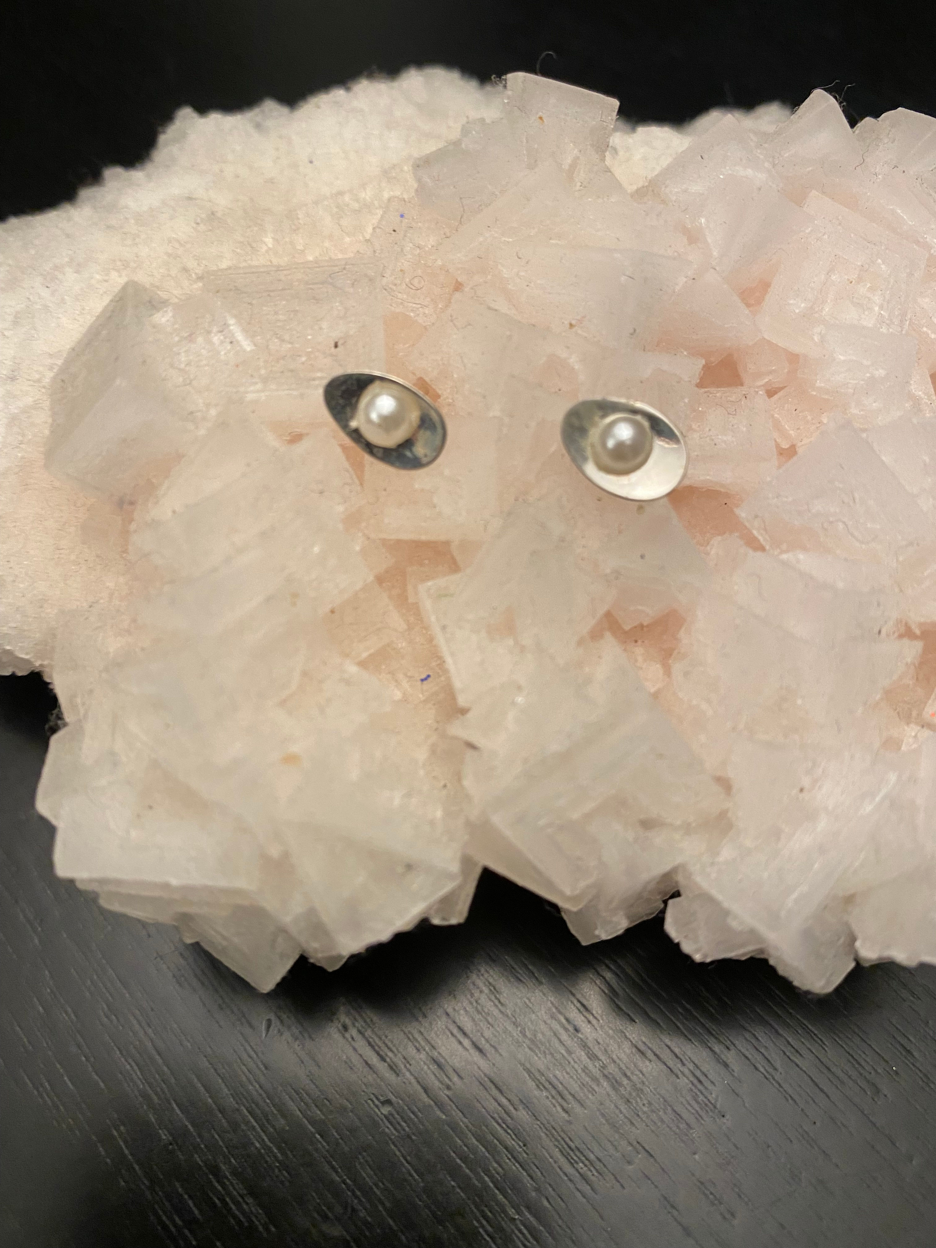 9.25 Silver Oval Earrings with a little Pear.