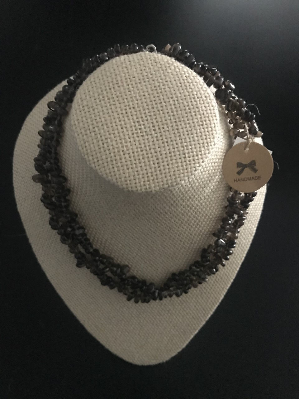 Beautiful double strains necklace with Smokie Quartz stones