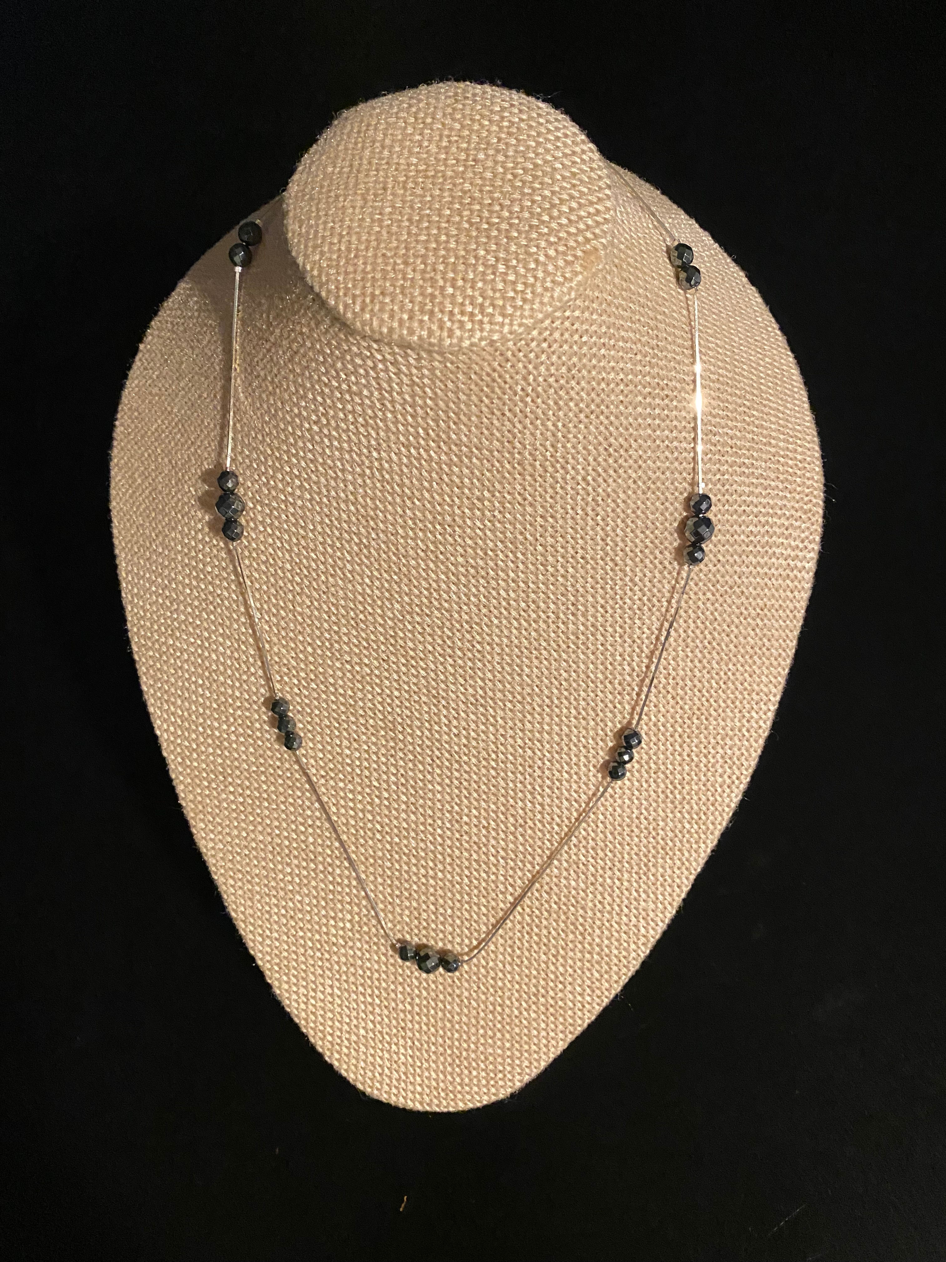 Silver 9.25 Necklace with Hematite beads.