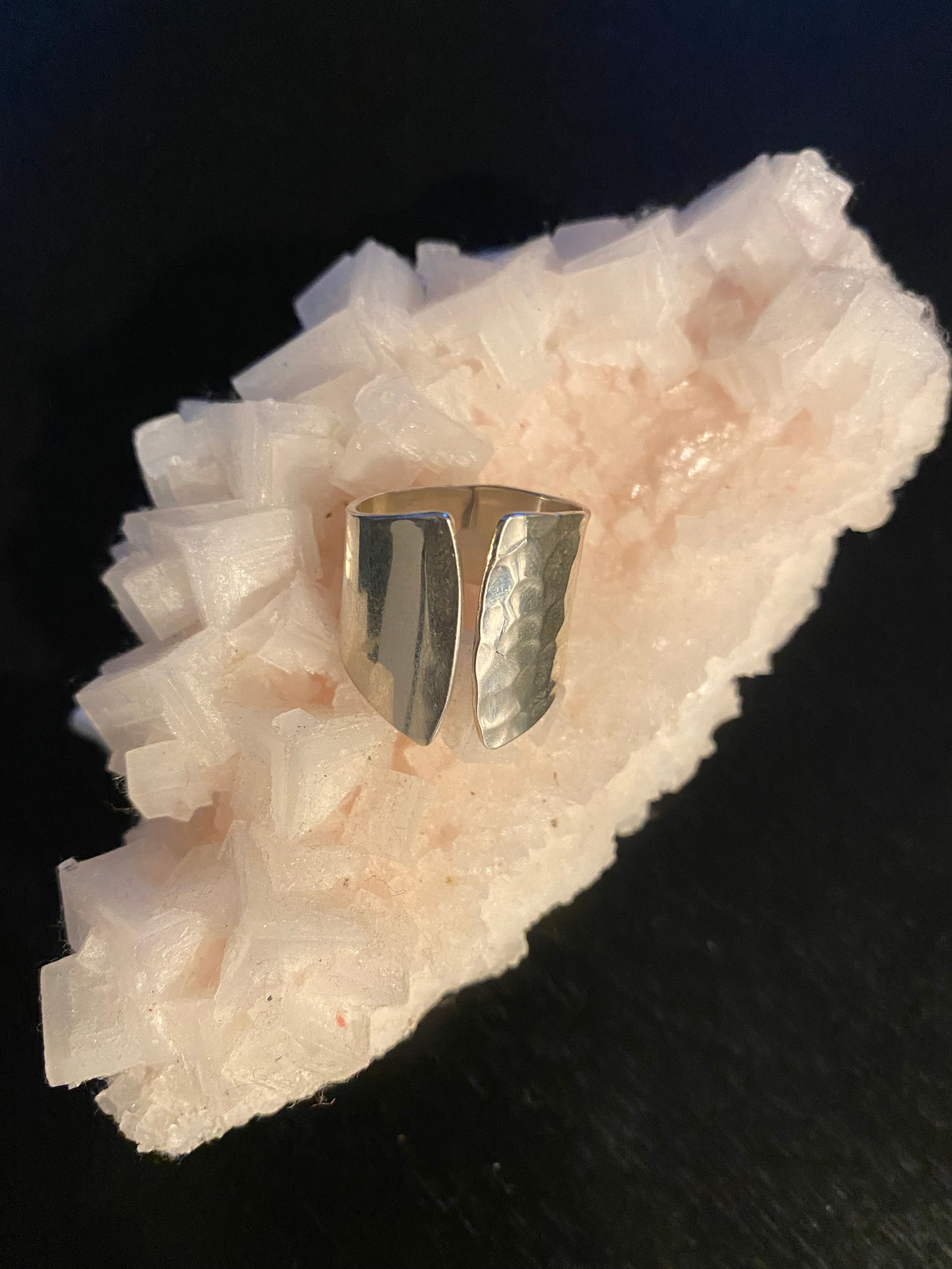 Hammered 9.25 Silver Ergonomically shaped Ring.