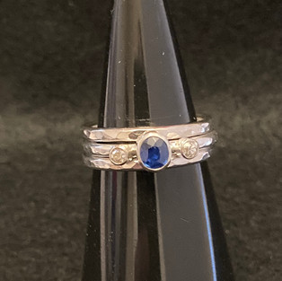 Sapphire and Diamond Stacking Ring Set