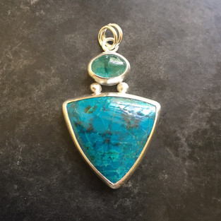 Apatite and chrysocolla pendant