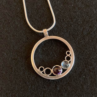 Amethyst and Aquamarine Bubbles Pendant