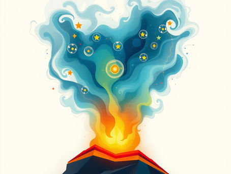 Explosion of space from a mountain.