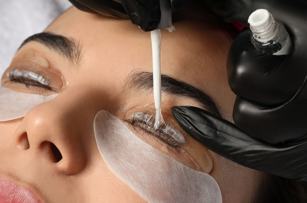 Eyelash glue being applied