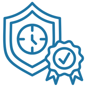Shield with clock and quality badge icon