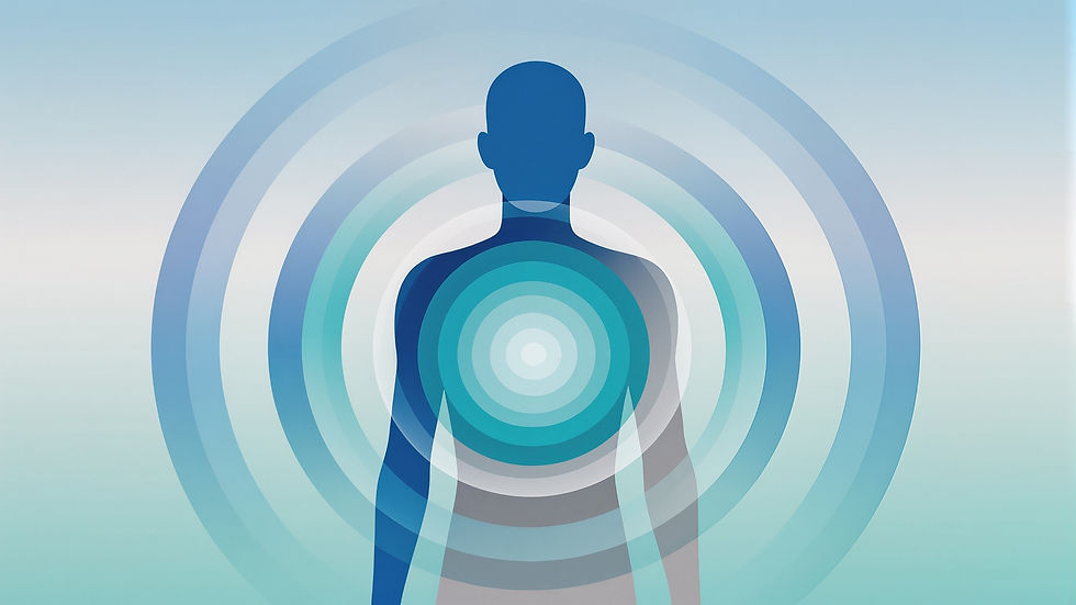 Human body with radiating energy