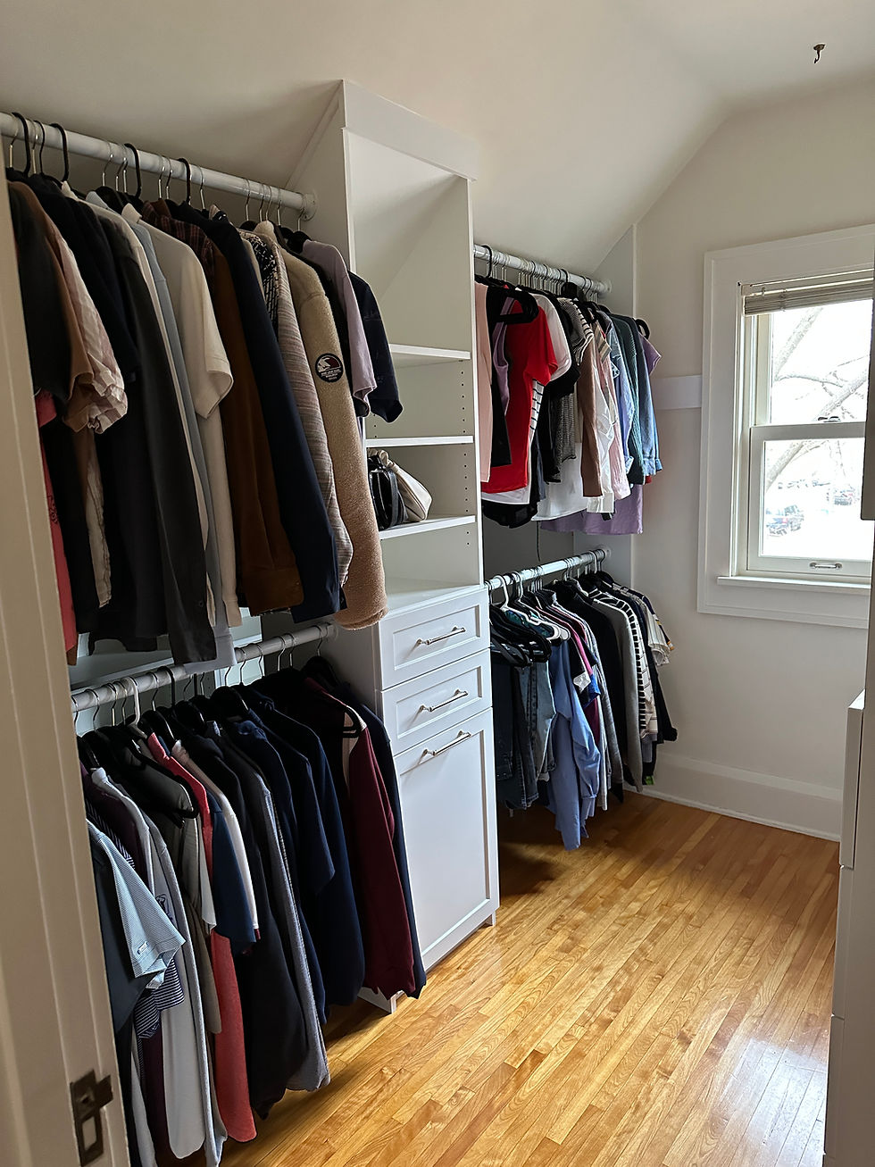Double hang with tilt-out laundry hamper