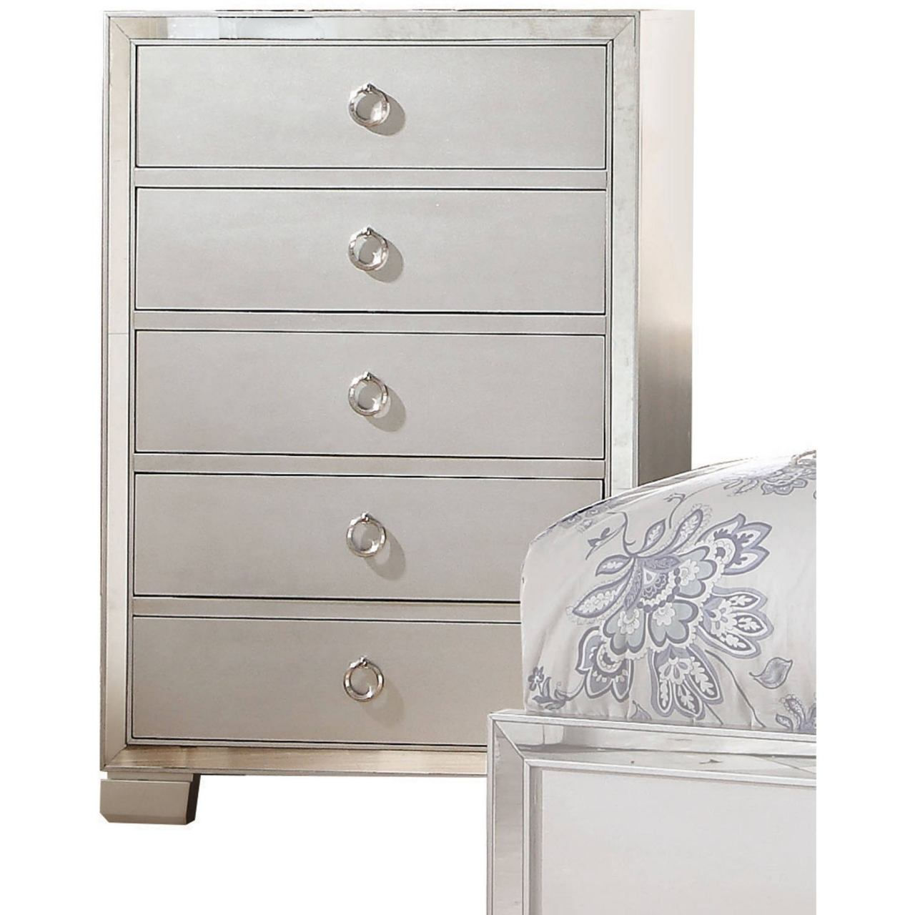 24846  Voeville 5-Drawer Chest in Platinum, CHEST