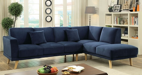 Hagen Sectional Sofa Cm6799 Gray Navy Sectional W Ottoman