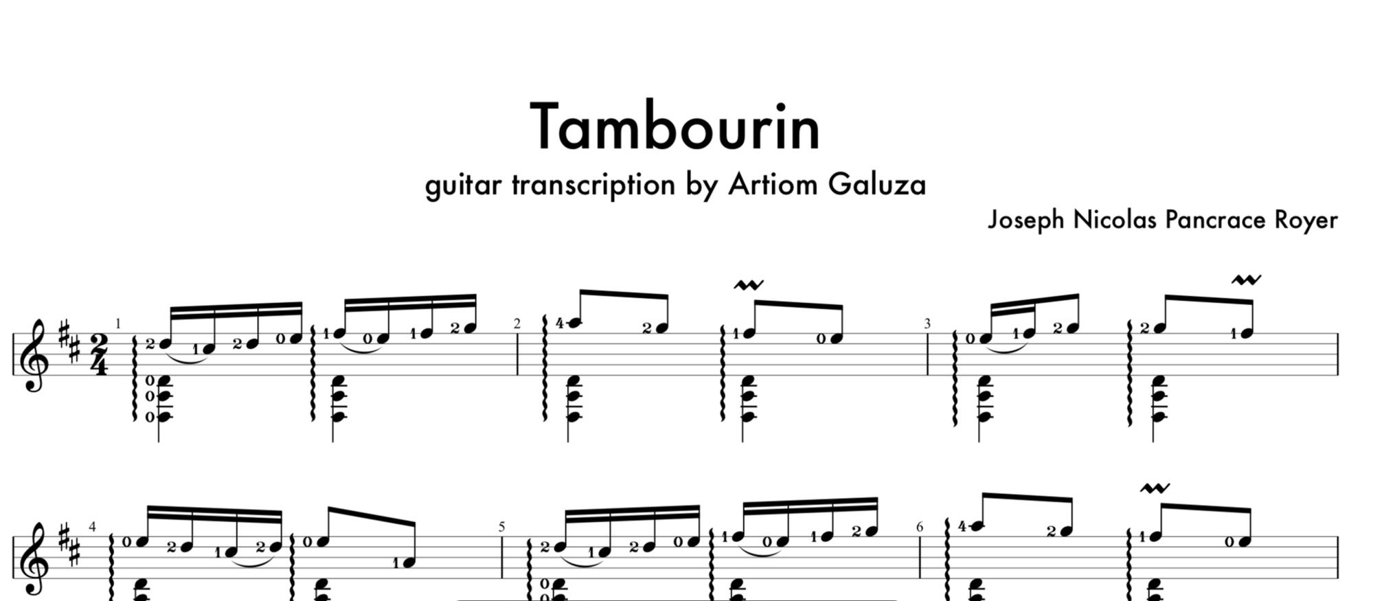 J. N. P. Royer -  "Tambourin" guitar transcription by Artiom Galuza
