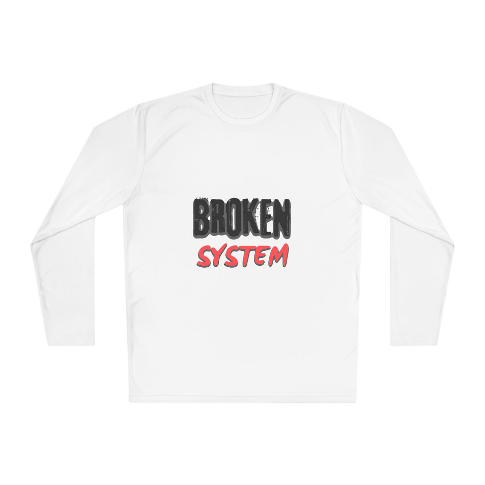 Thumbnail: Broken System Unisex Lightweight Long Sleeve Tee - Trendy Graphic Tee,