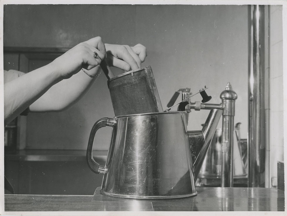 When tea is being made in large teapots for a cup service