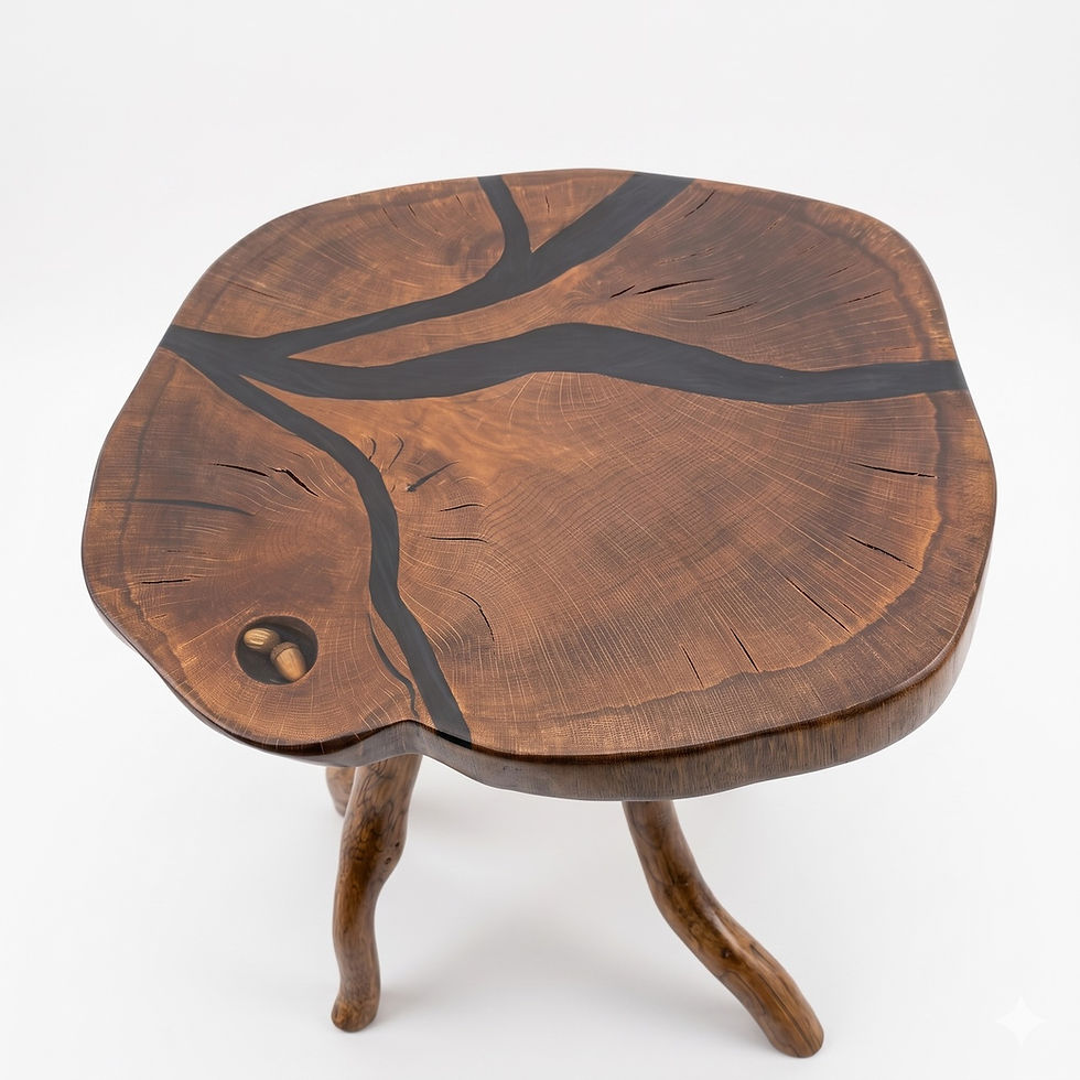Thumbnail: Bespoke artisan coffee table with fluid resin river drafted solid English Oak coffee table showcasing natural wood grain