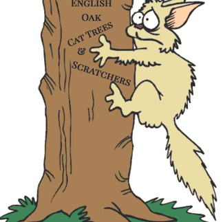 Cartoon cat clinging to a tree