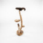 side view natural wood cat tree showing cat scratcher