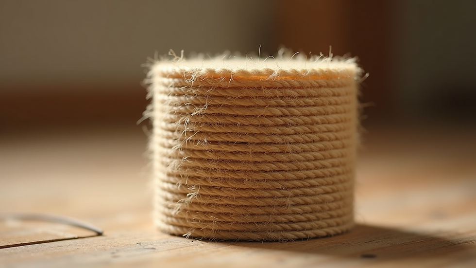 Close-up view of a durable sisal scratching post