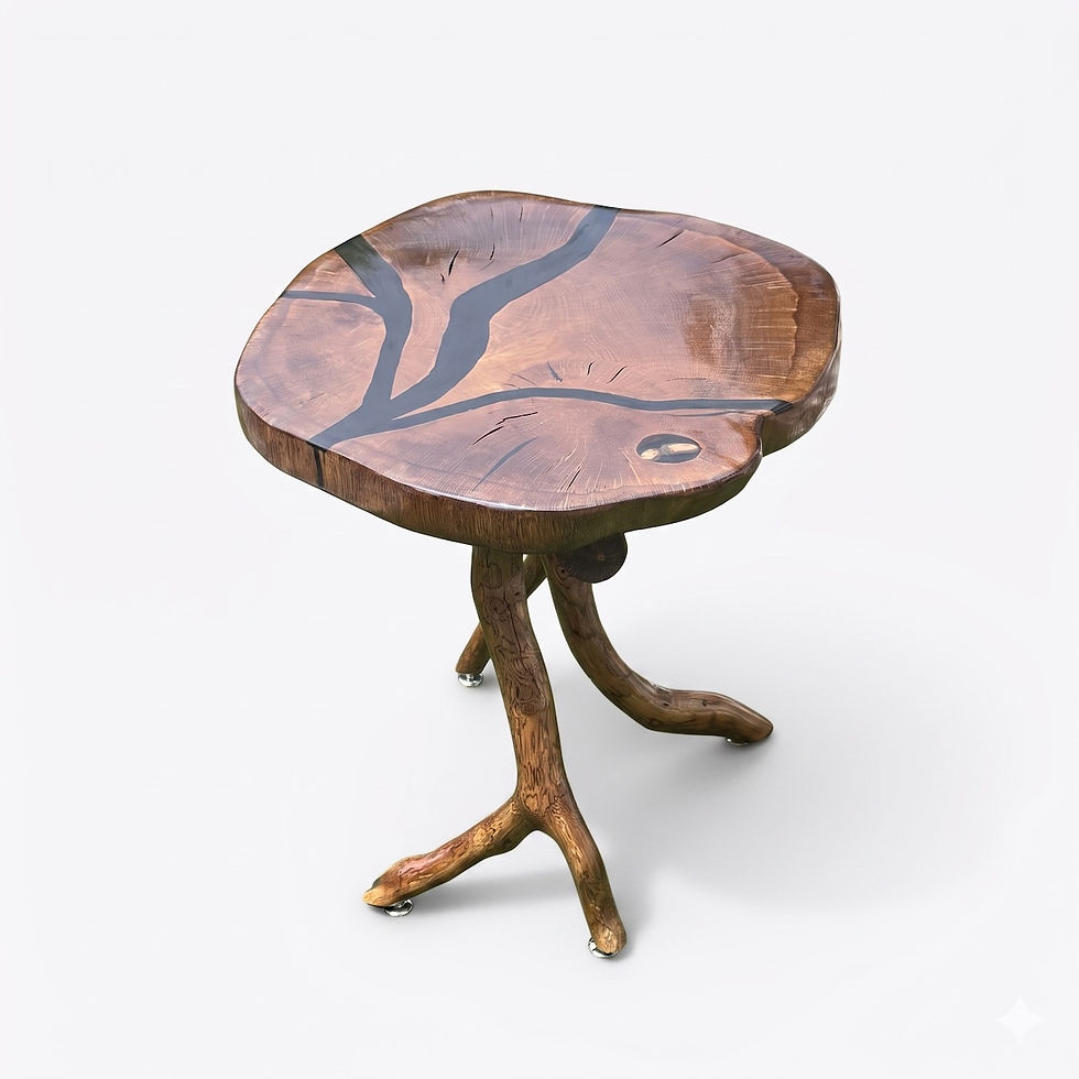 Thumbnail: coffee table with black resin river and authentic acorns