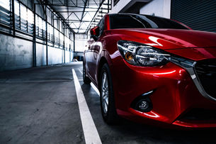 front view of a red sports car