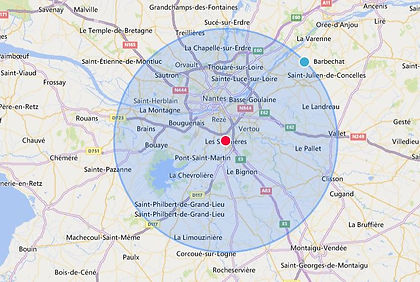 Zone de déplacement sans frais (20km)