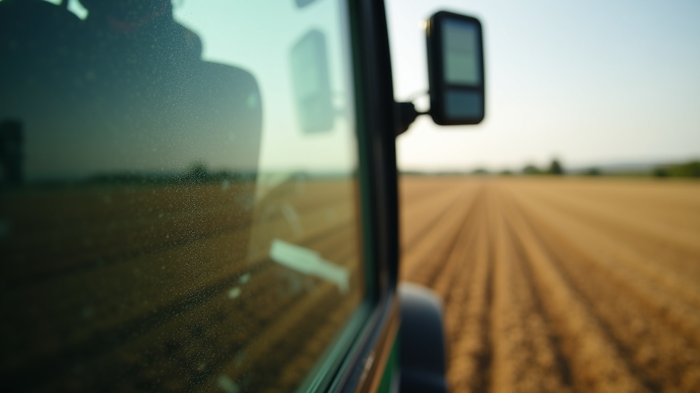 Close-up view of agricultural machinery with digital monitoring system