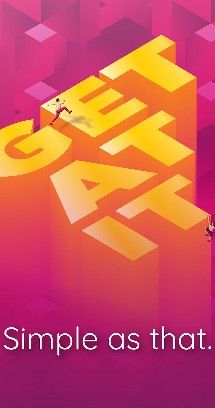 Get At It motivational poster with 3D lettering on a magenta background