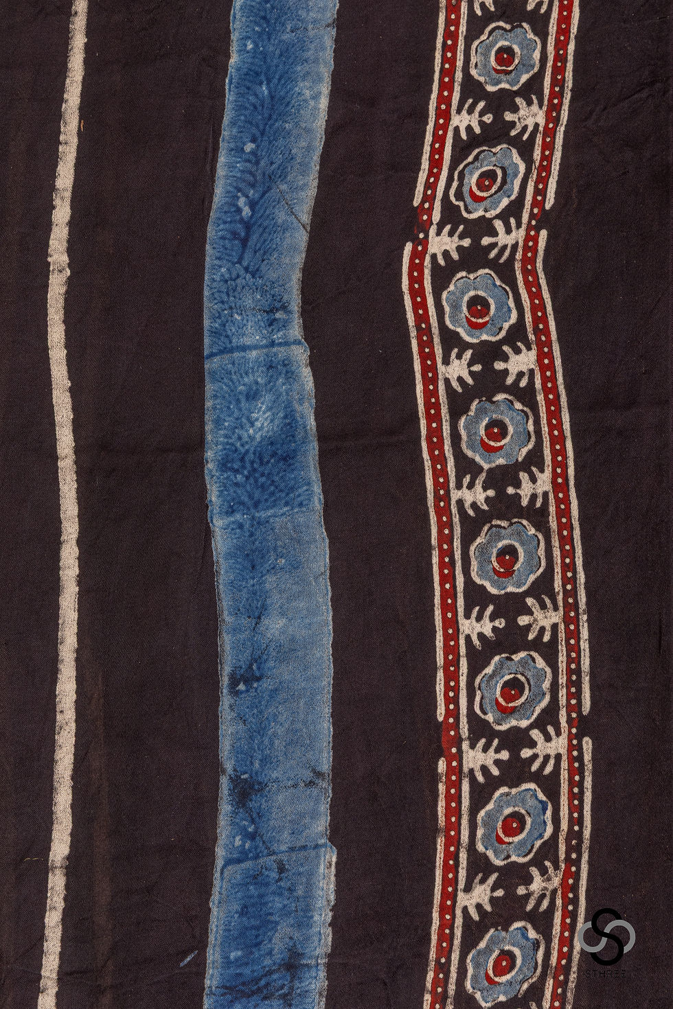 Thumbnail: Ajrakh - Modal Silk - Black and Red stripes