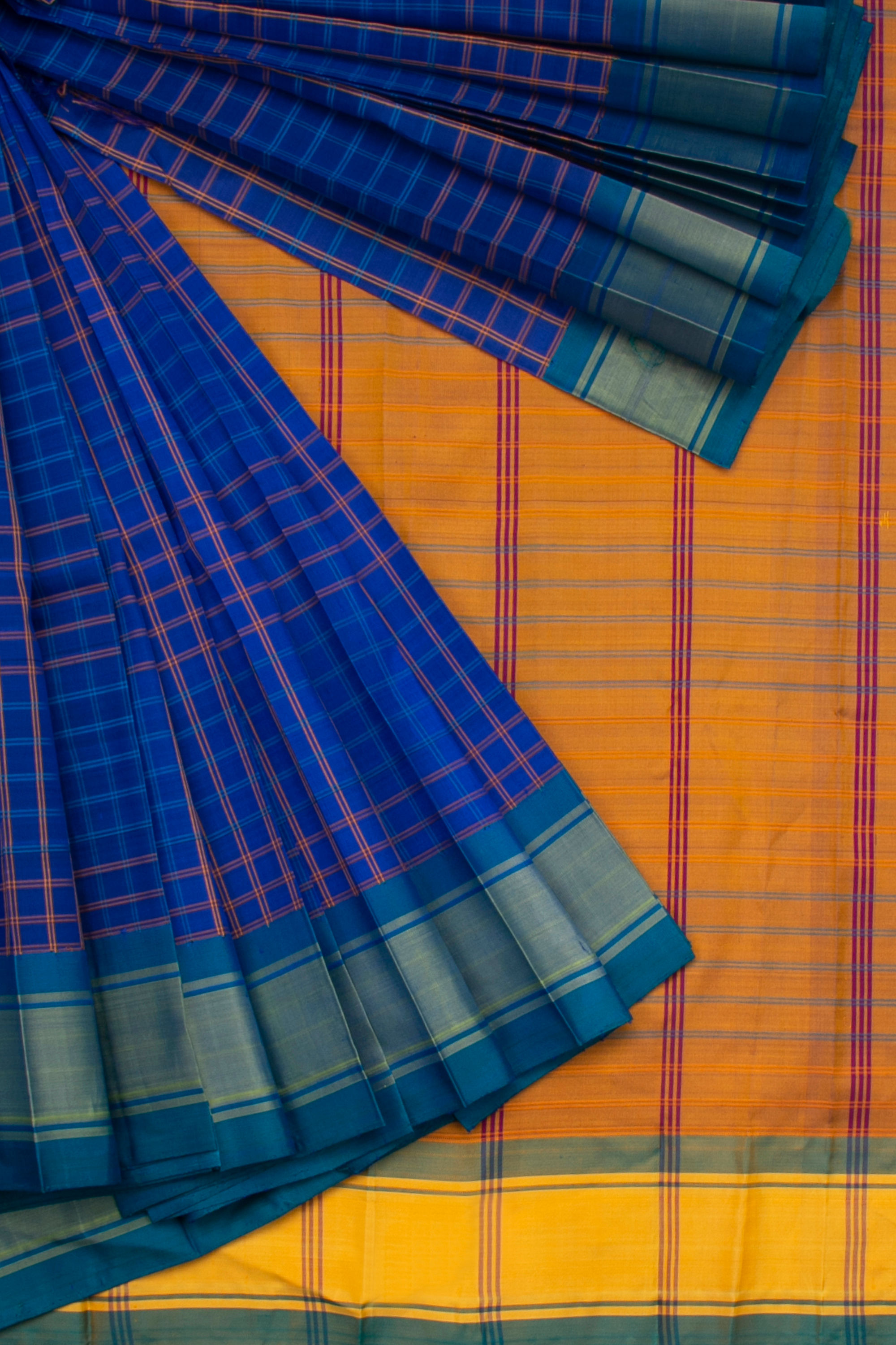 Koorainadu silk -  Navy  Blue Checks