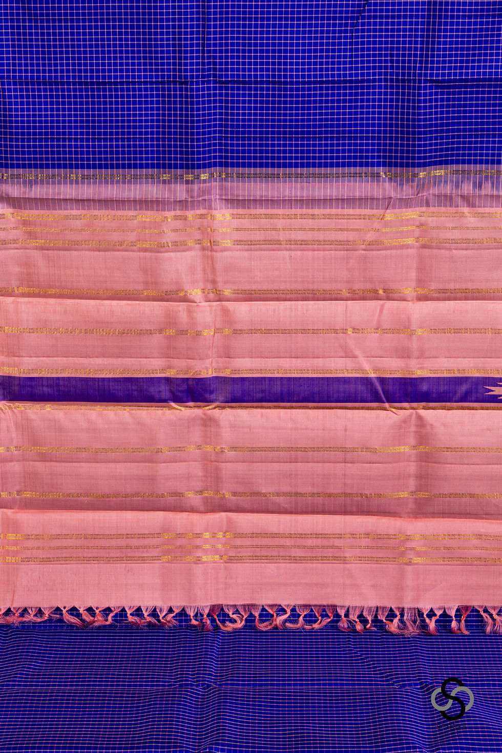 Thumbnail: Kattam Kanjivaram - Purple checks with Peach