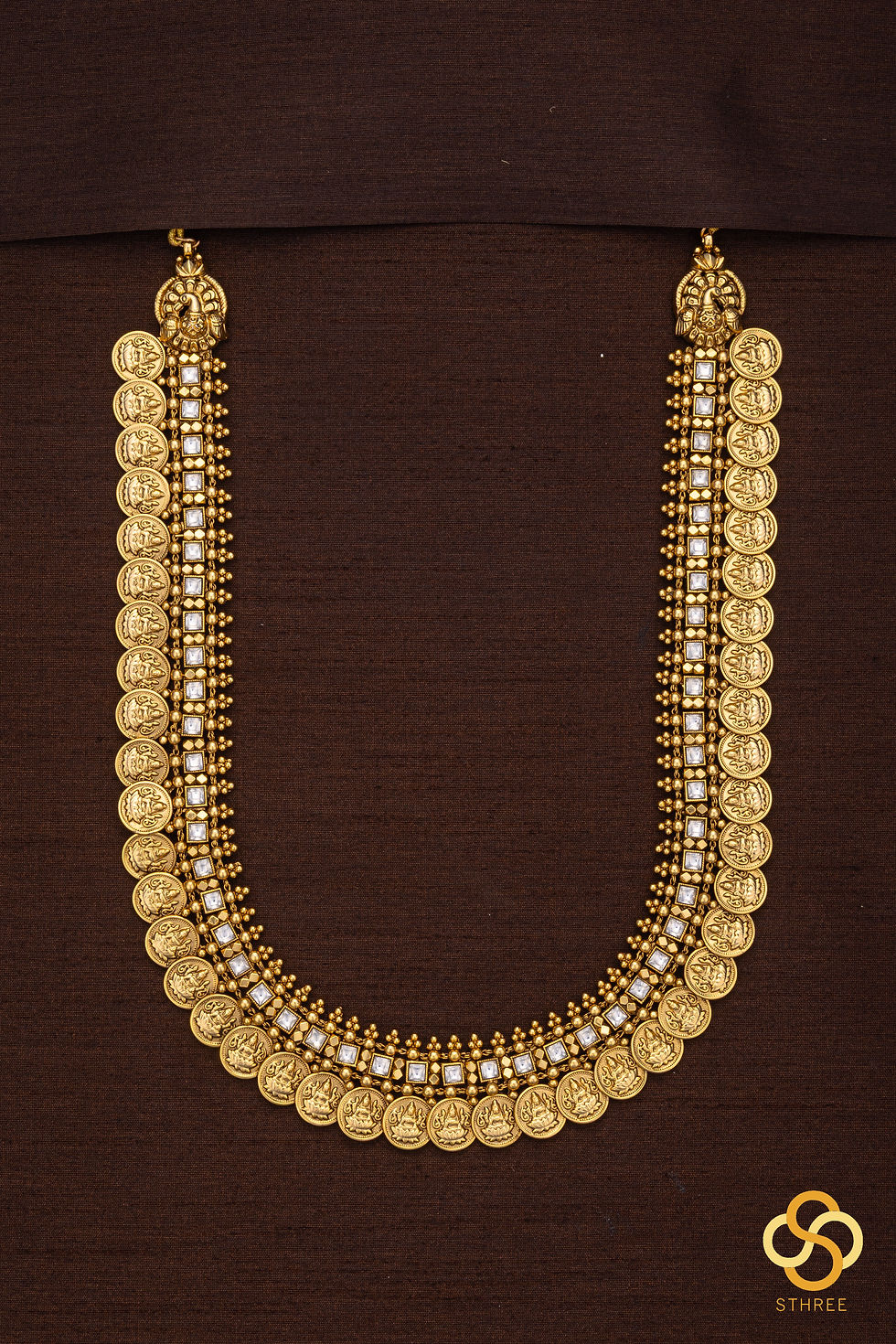 Thumbnail: Lakshmi Kasumalai set with white square stones