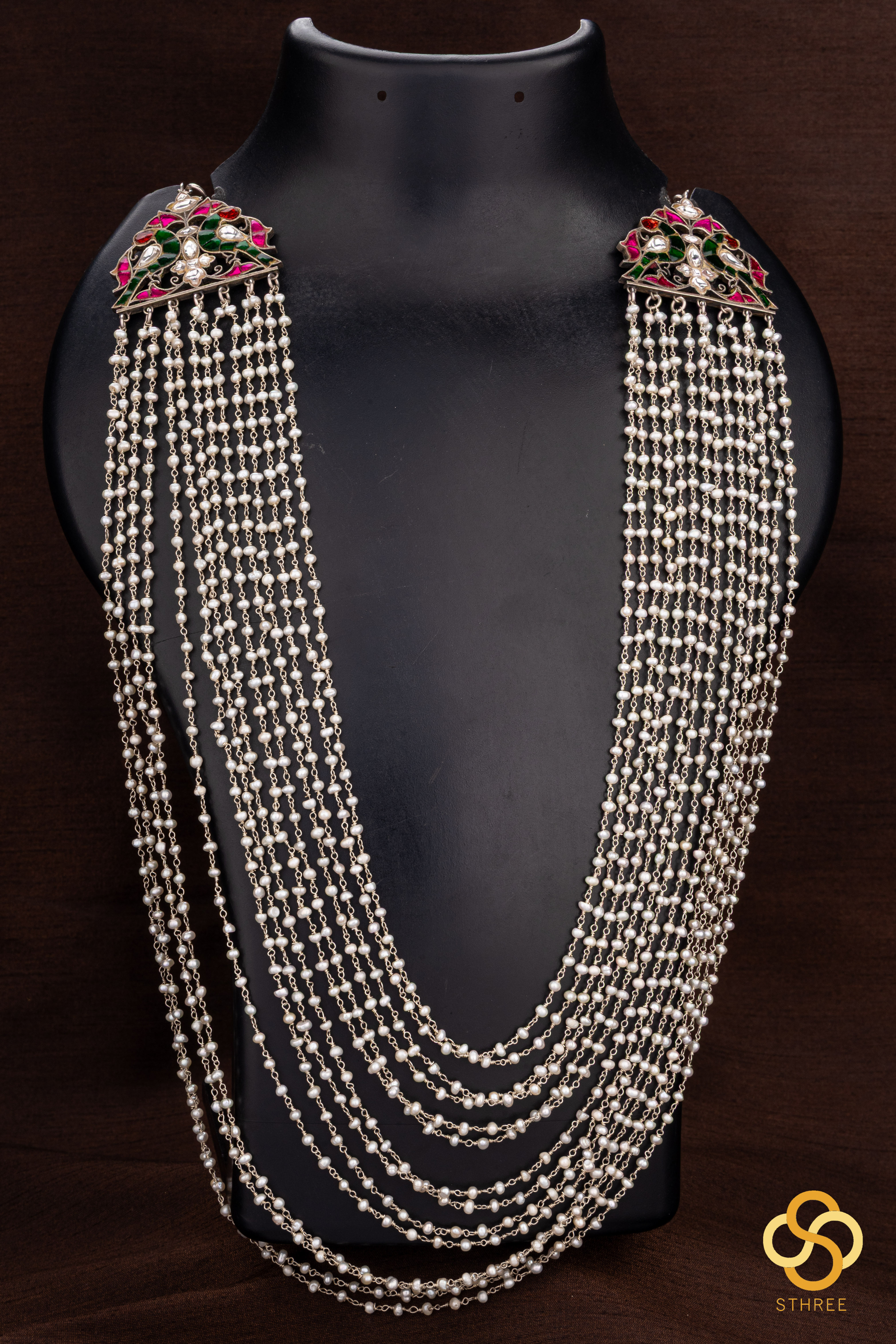 14 - Liner pearls with double parrot mogappu
