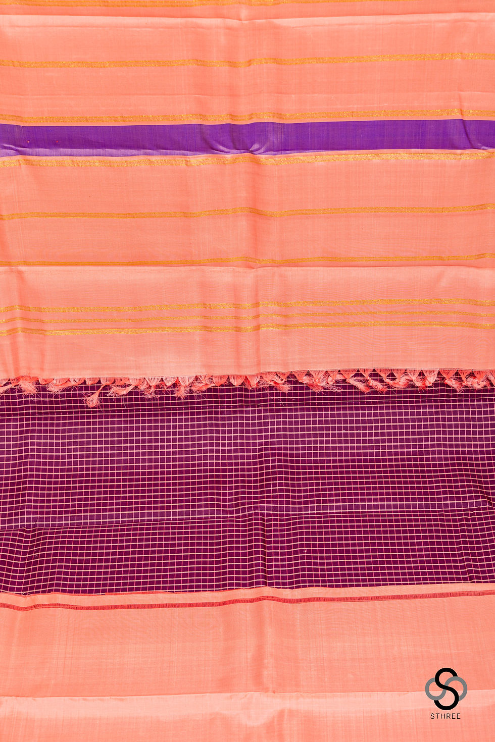 Thumbnail: Kanjivaram - Jamun checks with Peach