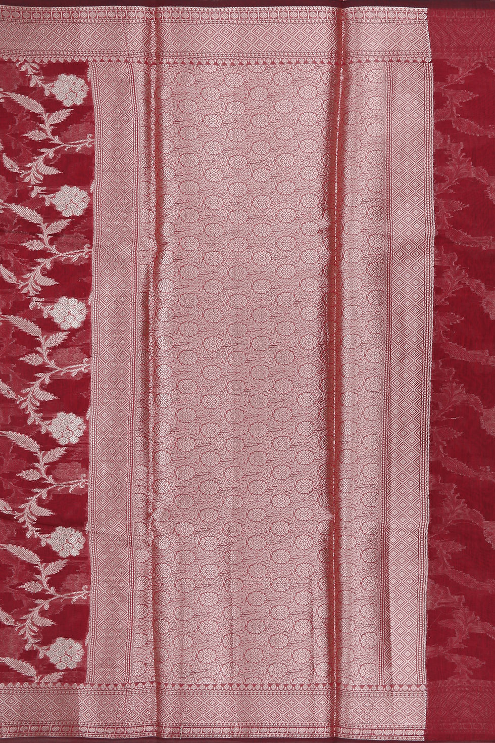 Thumbnail: Banarasi Cotton, Floral jaal - Maroon