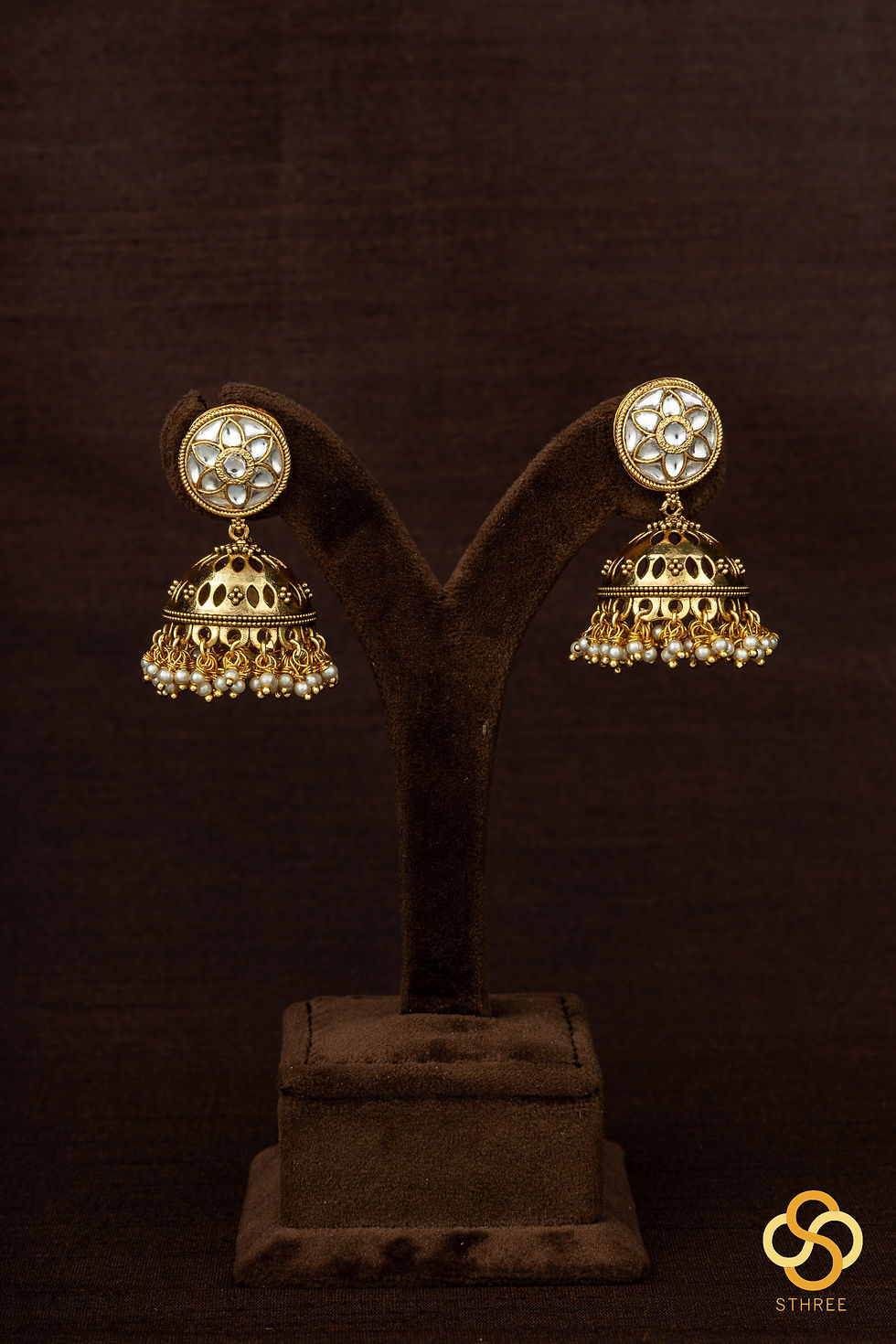 Thumbnail: Double Fish Jadau Kundan Pendant with Pearls